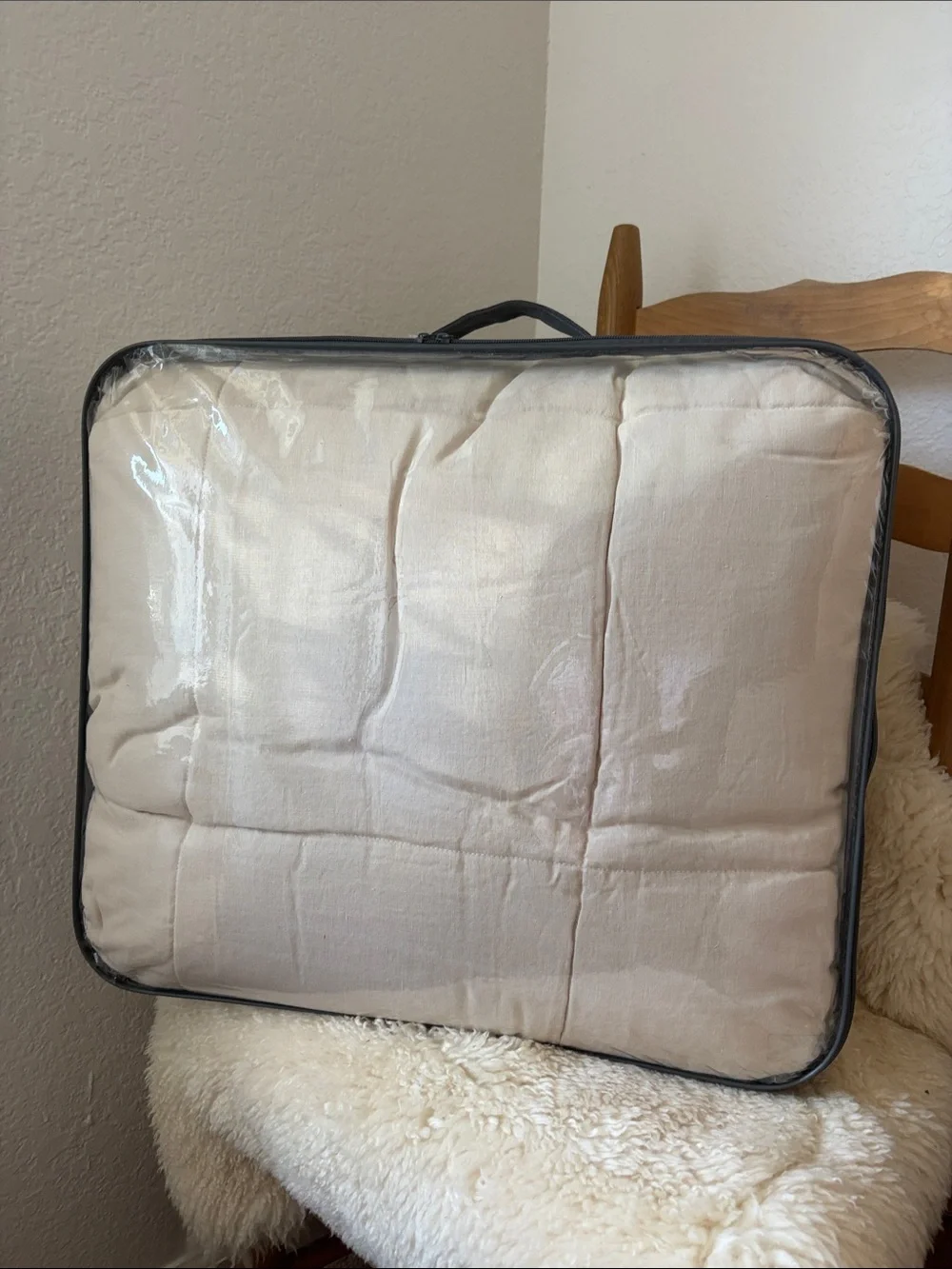 Narinar QUEEN Ivory Beige Cream Linen Comforter Box Quilt Set